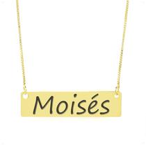 Colar Nome Personalizado Chapinha Gravação Moisés Banhado Ouro 18K - 999004092 Colar Nome Personalizado Chapinha Gravação Moisés Banhado Ouro 18K - 999004092