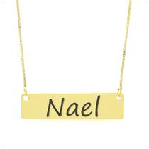 Colar Nome Personalizado Chapinha Gravação Nael Banhado Ouro 18K - 999004094