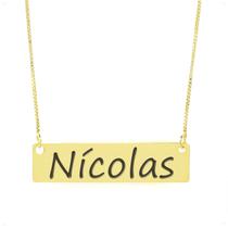 Colar Nome Personalizado Chapinha Gravação Nícolas Banhado Ouro 18K - 999004099