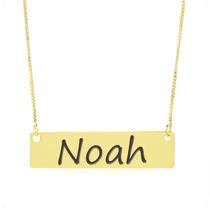 Colar Nome Personalizado Chapinha Gravação Noah Banhado Ouro 18K - 999004100