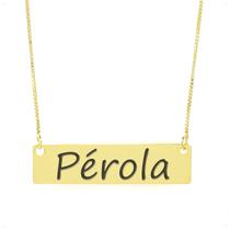 Colar Nome Personalizado Chapinha Gravação Pérola Banhado Ouro 18K - 999004450 Colar Nome Personalizado Chapinha Gravação Pérola Banhado Ouro 18K - 999004450