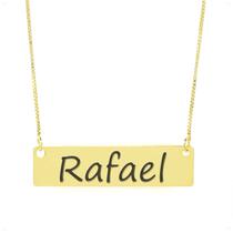 Colar Nome Personalizado Chapinha Gravação Rafael Banhado Ouro 18K - 999004109