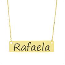 Colar Nome Personalizado Chapinha Gravação Rafaela Banhado Ouro 18K - 999004452