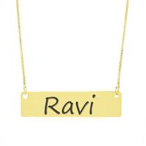 Colar Nome Personalizado Chapinha Gravação Ravi Banhado Ouro 18K - 999004112 Colar Nome Personalizado Chapinha Gravação Ravi Banhado Ouro 18K - 999004112