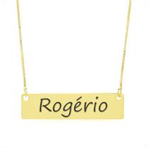 Colar Nome Personalizado Chapinha Gravação Rogério Banhado Ouro 18K - 999004213