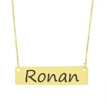 Colar Nome Personalizado Chapinha Gravação Ronan Banhado Ouro 18K - 999004118