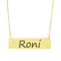 Colar Nome Personalizado Chapinha Gravação Roni Banhado Ouro 18K - 999004119