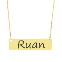 Colar Nome Personalizado Chapinha Gravação Ruan Banhado Ouro 18K - 999004120
