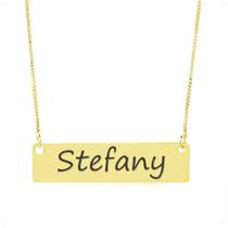 Colar Nome Personalizado Chapinha Gravação Stefany Banhado Ouro 18K - 999004466