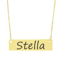 Colar Nome Personalizado Chapinha Gravação Stella Banhado Ouro 18K - 999004467