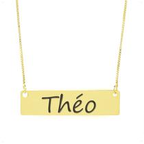Colar Nome Personalizado Chapinha Gravação Théo Banhado Ouro 18K - 999004125 Colar Nome Personalizado Chapinha Gravação Théo Banhado Ouro 18K - 999004125