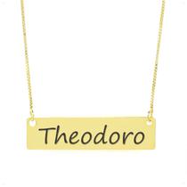 Colar Nome Personalizado Chapinha Gravação Theodoro Banhado Ouro 18K - 999004215 Colar Nome Personalizado Chapinha Gravação Theodoro Banhado Ouro 18K - 999004215