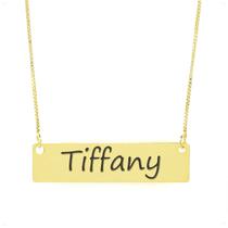 Colar Nome Personalizado Chapinha Gravação Tiffany Banhado Ouro 18K - 999004474