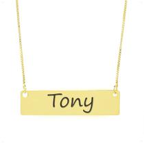 Colar Nome Personalizado Chapinha Gravação Tony Banhado Ouro 18K - 999004219