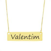 Colar Nome Personalizado Chapinha Gravação Valentim Banhado Ouro 18K - 999004220 Colar Nome Personalizado Chapinha Gravação Valentim Banhado Ouro 18K - 999004220