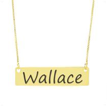 Colar Nome Personalizado Chapinha Gravação Wallace Banhado Ouro 18K - 999004131