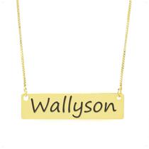 Colar Nome Personalizado Chapinha Gravação Wallyson Banhado Ouro 18K - 999004132 Colar Nome Personalizado Chapinha Gravação Wallyson Banhado Ouro 18K - 999004132