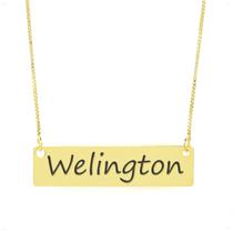 Colar Nome Personalizado Chapinha Gravação Welington Banhado Ouro 18K - 999004223