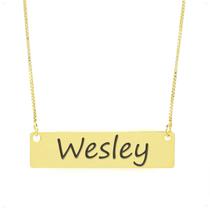 Colar Nome Personalizado Chapinha Gravação Wesley Banhado Ouro 18K - 999004135 Colar Nome Personalizado Chapinha Gravação Wesley Banhado Ouro 18K - 999004135