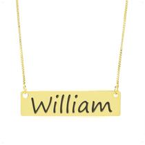 Colar Nome Personalizado Chapinha Gravação William Banhado Ouro 18K - 999004136