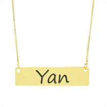 Colar Nome Personalizado Chapinha Gravação Yan Banhado Ouro 18K - 999004139 Colar Nome Personalizado Chapinha Gravação Yan Banhado Ouro 18K - 999004139