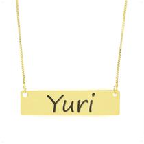 Colar Nome Personalizado Chapinha Gravação Yuri Banhado Ouro 18K - 999004142