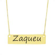 Colar Nome Personalizado Chapinha Gravação Zaqueu Banhado Ouro 18K - 999004143