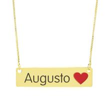 Colar Nome Personalizado Coração Resinado Augusto Banhado Ouro 18K - 999001159