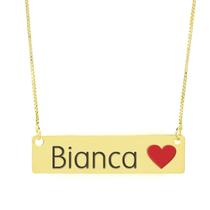 Colar Nome Personalizado Coração Resinado Bianca Banhado Ouro 18K - 999001250 Colar Nome Personalizado Coração Resinado Bianca Banhado Ouro 18K - 999001250