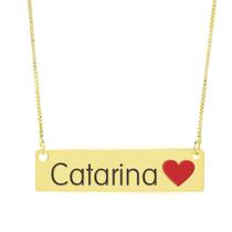 Colar Nome Personalizado Coração Resinado Catarina Banhado Ouro 18K - 999001262 Colar Nome Personalizado Coração Resinado Catarina Banhado Ouro 18K - 999001262