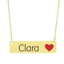 Colar Nome Personalizado Coração Resinado Clara Banhado Ouro 18K - 999001267