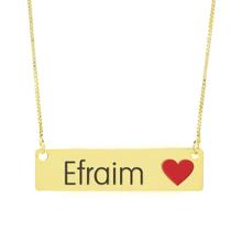 Colar Nome Personalizado Coração Resinado Efraim Banhado Ouro 18K - 999001023 Colar Nome Personalizado Coração Resinado Efraim Banhado Ouro 18K - 999001023