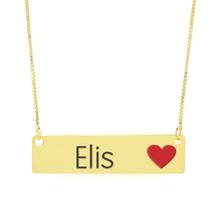 Colar Nome Personalizado Coração Resinado Elis Banhado Ouro 18K - 999001295