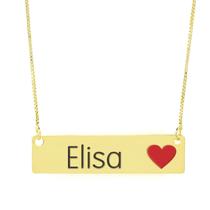 Colar Nome Personalizado Coração Resinado Elisa Banhado Ouro 18K - 999001296