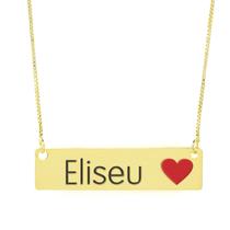 Colar Nome Personalizado Coração Resinado Eliseu Banhado Ouro 18K - 999001180