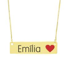 Colar Nome Personalizado Coração Resinado Emília Banhado Ouro 18K - 999001301 Colar Nome Personalizado Coração Resinado Emília Banhado Ouro 18K - 999001301
