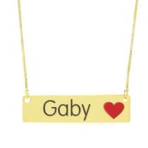 Colar Nome Personalizado Coração Resinado Gaby Banhado Ouro 18K - 999001332