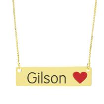 Colar Nome Personalizado Coração Resinado Gilson Banhado Ouro 18K - 999001192 Colar Nome Personalizado Coração Resinado Gilson Banhado Ouro 18K - 999001192