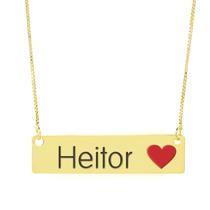 Colar Nome Personalizado Coração Resinado Heitor Banhado Ouro 18K - 999001041