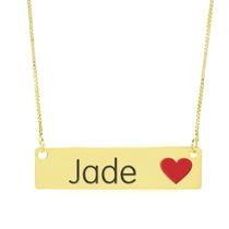 Colar Nome Personalizado Coração Resinado Jade Banhado Ouro 18K - 999001365 Colar Nome Personalizado Coração Resinado Jade Banhado Ouro 18K - 999001365