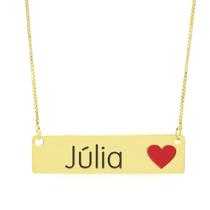 Colar Nome Personalizado Coração Resinado Júlia Banhado Ouro 18K - 999001379
