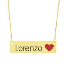 Colar Nome Personalizado Coração Resinado Lorenzo Banhado Ouro 18K - 999001072 Colar Nome Personalizado Coração Resinado Lorenzo Banhado Ouro 18K - 999001072