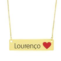 Colar Nome Personalizado Coração Resinado Lourenço Banhado Ouro 18K - 999001073