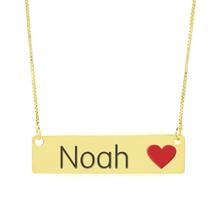 Colar Nome Personalizado Coração Resinado Noah Banhado Ouro 18K - 999001100