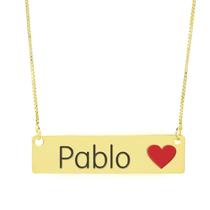 Colar Nome Personalizado Coração Resinado Pablo Banhado Ouro 18K - 999001102