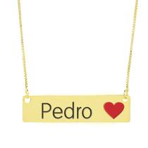 Colar Nome Personalizado Coração Resinado Pedro Banhado Ouro 18K - 999001105 Colar Nome Personalizado Coração Resinado Pedro Banhado Ouro 18K - 999001105
