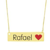 Colar Nome Personalizado Coração Resinado Rafael Banhado Ouro 18K - 999001109