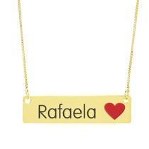 Colar Nome Personalizado Coração Resinado Rafaela Banhado Ouro 18K - 999001452