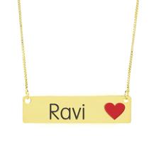 Colar Nome Personalizado Coração Resinado Ravi Banhado Ouro 18K - 999001112