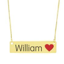 Colar Nome Personalizado Coração Resinado William Banhado Ouro 18K - 999001136